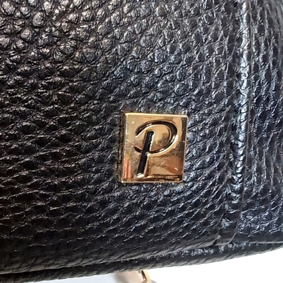 Packs Project Small Faux Black Pebbled Leather Backpack with Gold Accents. - Picture 3 of 16